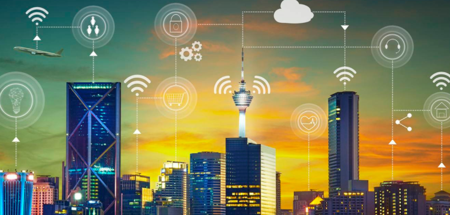 5G物联网为智慧城市保驾护航。效果图