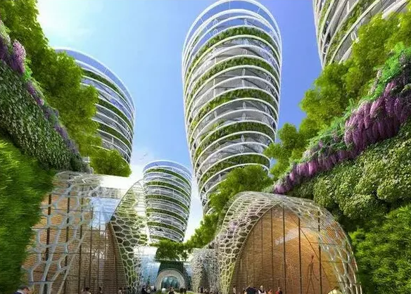 智能建筑步入绿色环保阶段。效果图