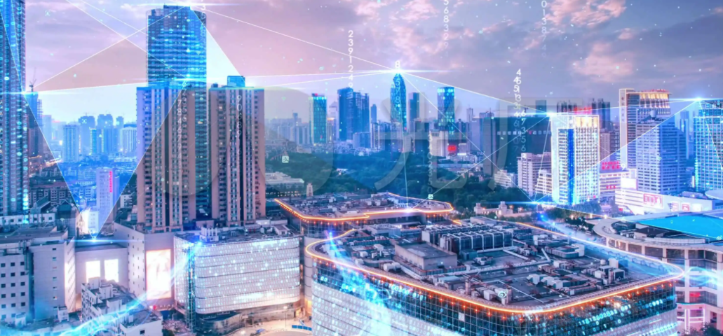 人工智能助力智慧建筑实现低碳生产。效果图
