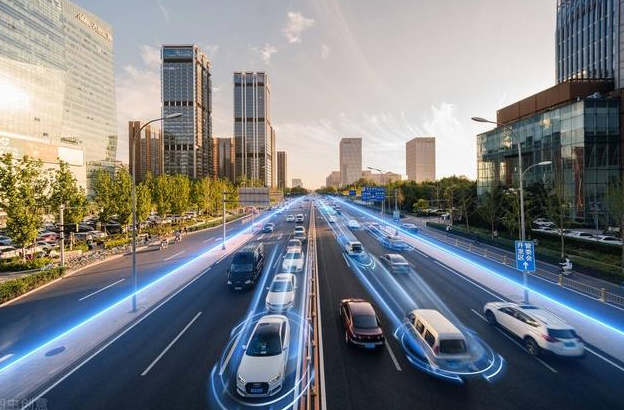 智能交通系统改善道路安全。效果图