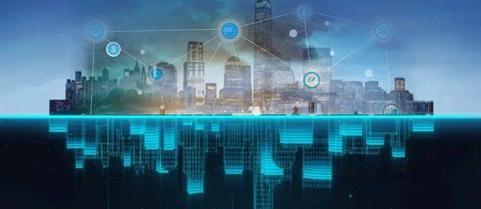 数字孪生技术助力智慧城市智能化。效果图